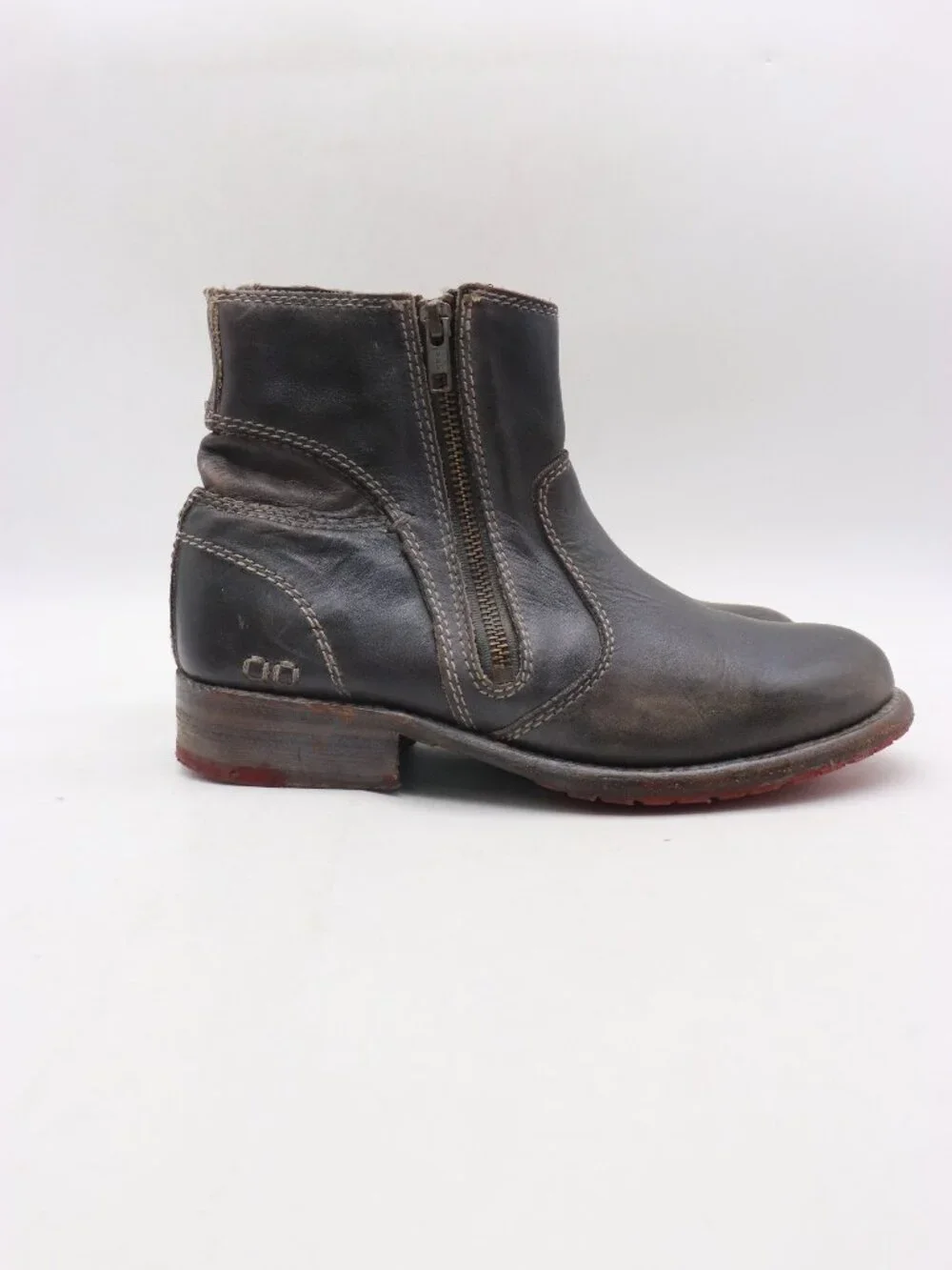 Bed Stu Eiffel Ankle Boots Women's 9 Brown Black Leather Distressed Side Zip